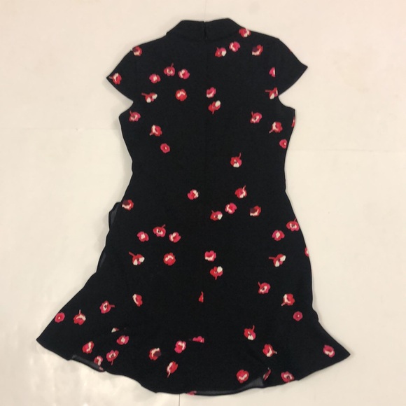 Kate Spade 2 Dress Black & Red Floral Ruffle Cap Sleeve Zipper back Excellent - Picture 6 of 7